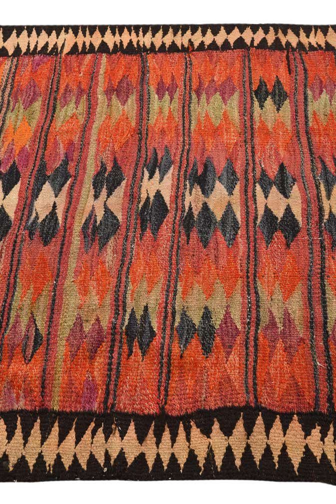 4' 4 x 9' 5 Hand Woven Kilim Fars Wool Runner Rug