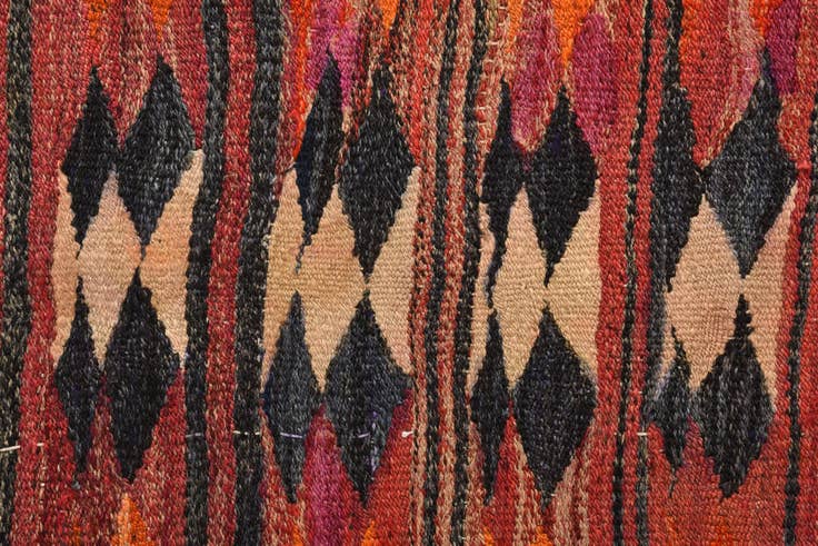 Detail image of 4' 4 x 9' 5 Hand Woven Kilim Fars Wool Runner Rug