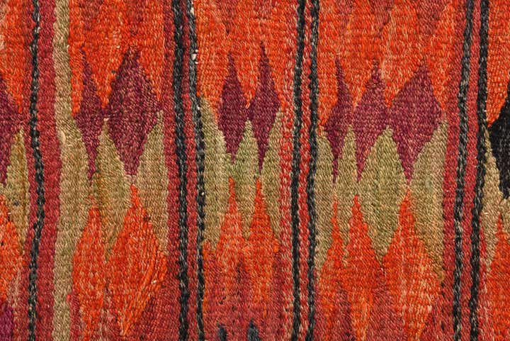 4' 4 x 9' 5 Hand Woven Kilim Fars Wool Runner Rug