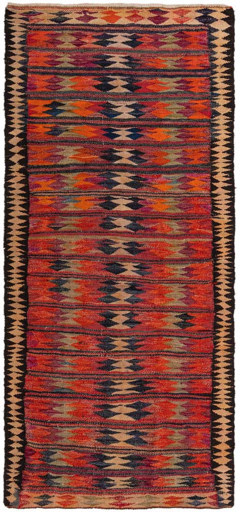 4' 4 x 9' 5 Hand Woven Kilim Fars Wool Runner Rug