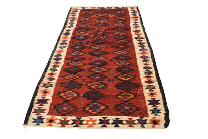3' 10 x 7' 9 Hand Woven Kilim Fars Wool Runner Rug