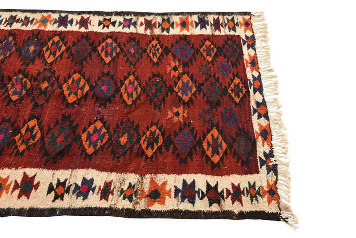3' 10 x 7' 9 Hand Woven Kilim Fars Wool Runner Rug