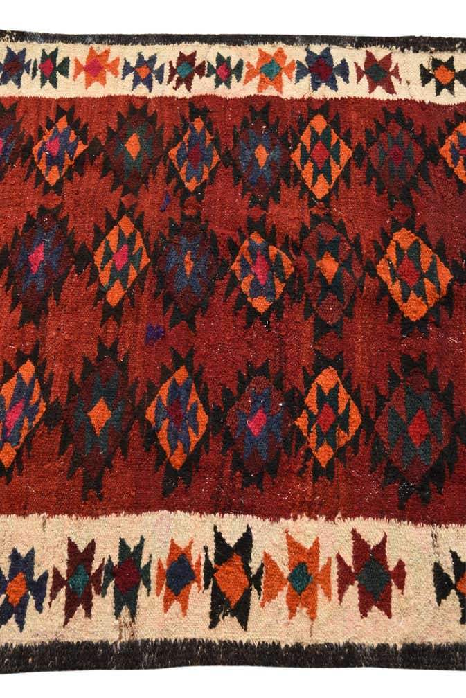 3' 10 x 7' 9 Hand Woven Kilim Fars Wool Runner Rug