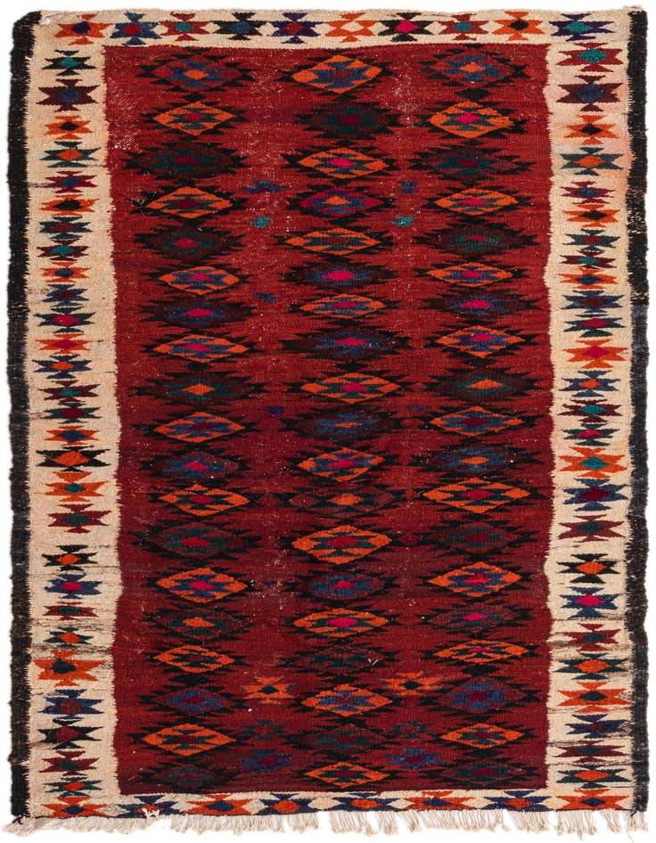 Detail image of 3' 10 x 7' 9 Hand Woven Kilim Fars Wool Runner Rug