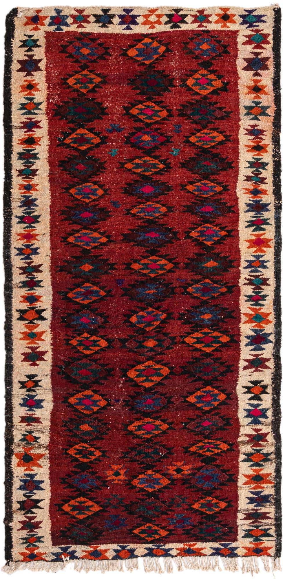 3' 10 x 7' 9 Hand Woven Kilim Fars Wool Runner Rug