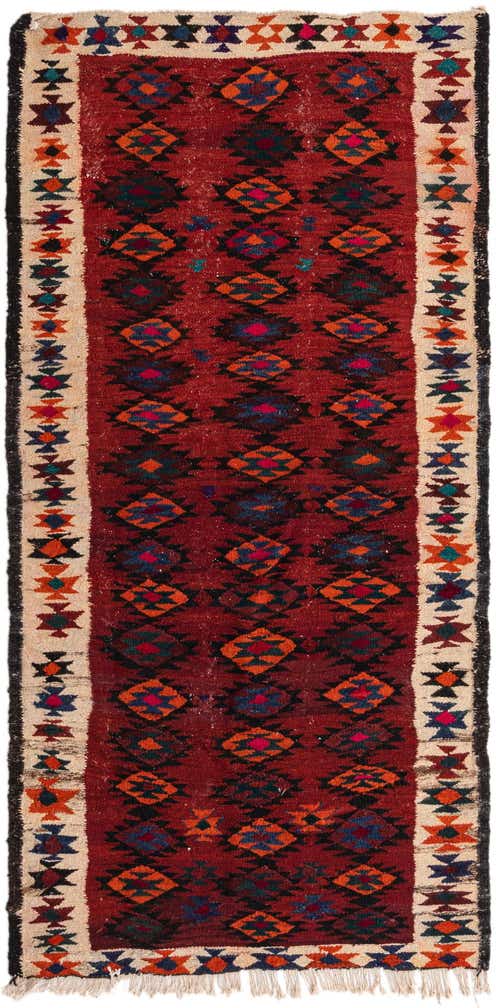 3' 10 x 7' 9 Hand Woven Kilim Fars Wool Runner Rug