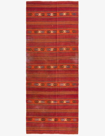 4' 5 x 11' 3 Hand Woven Kilim Fars Wool Runner Rug