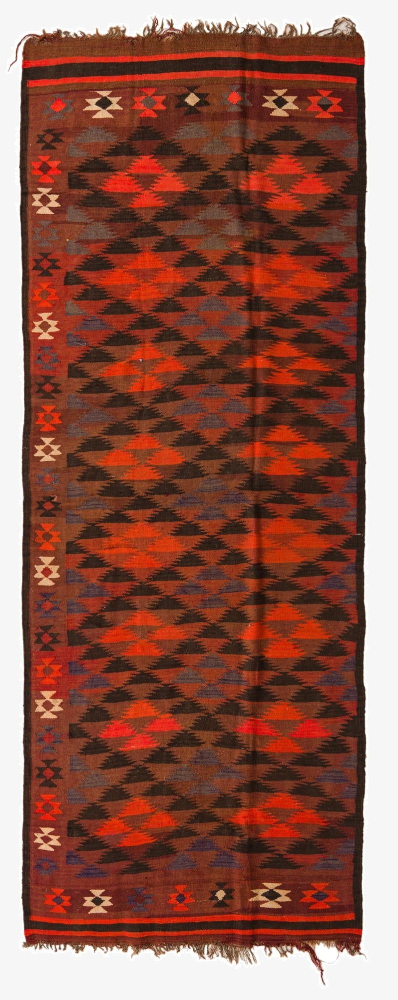 4' 4 x 11' 9  Hand Woven Kilim Fars Wool Runner Rug