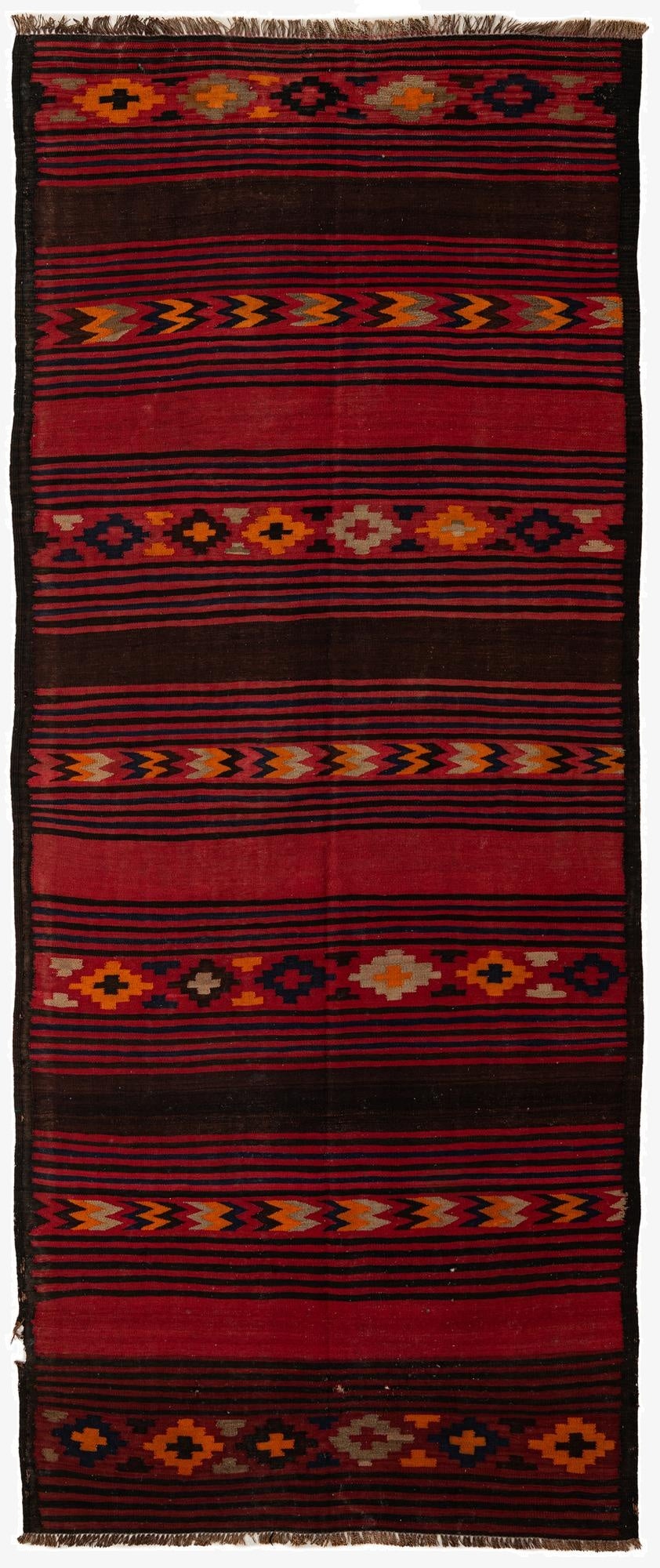 4' 9 x 11' 7  Hand Woven Kilim Fars Wool Runner Rug
