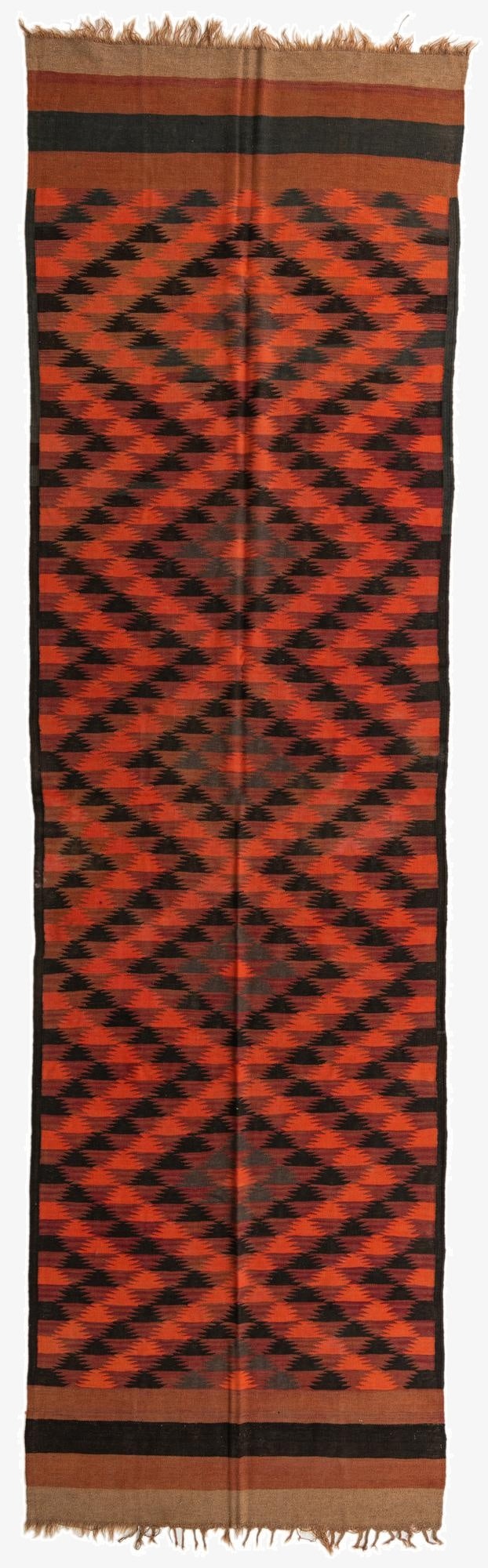 4' 3 x 15'  Hand Woven Kilim Fars Wool Runner Rug