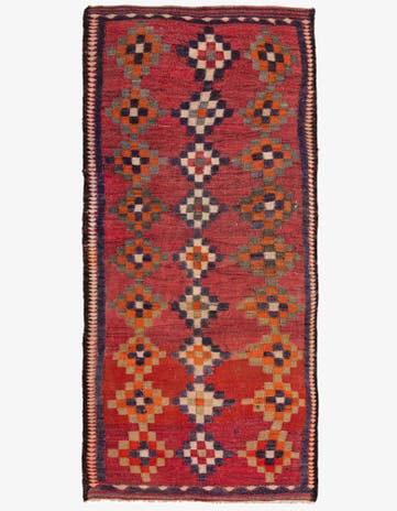 4' x 8' 10 Hand Woven Kilim Fars Wool Runner Rug