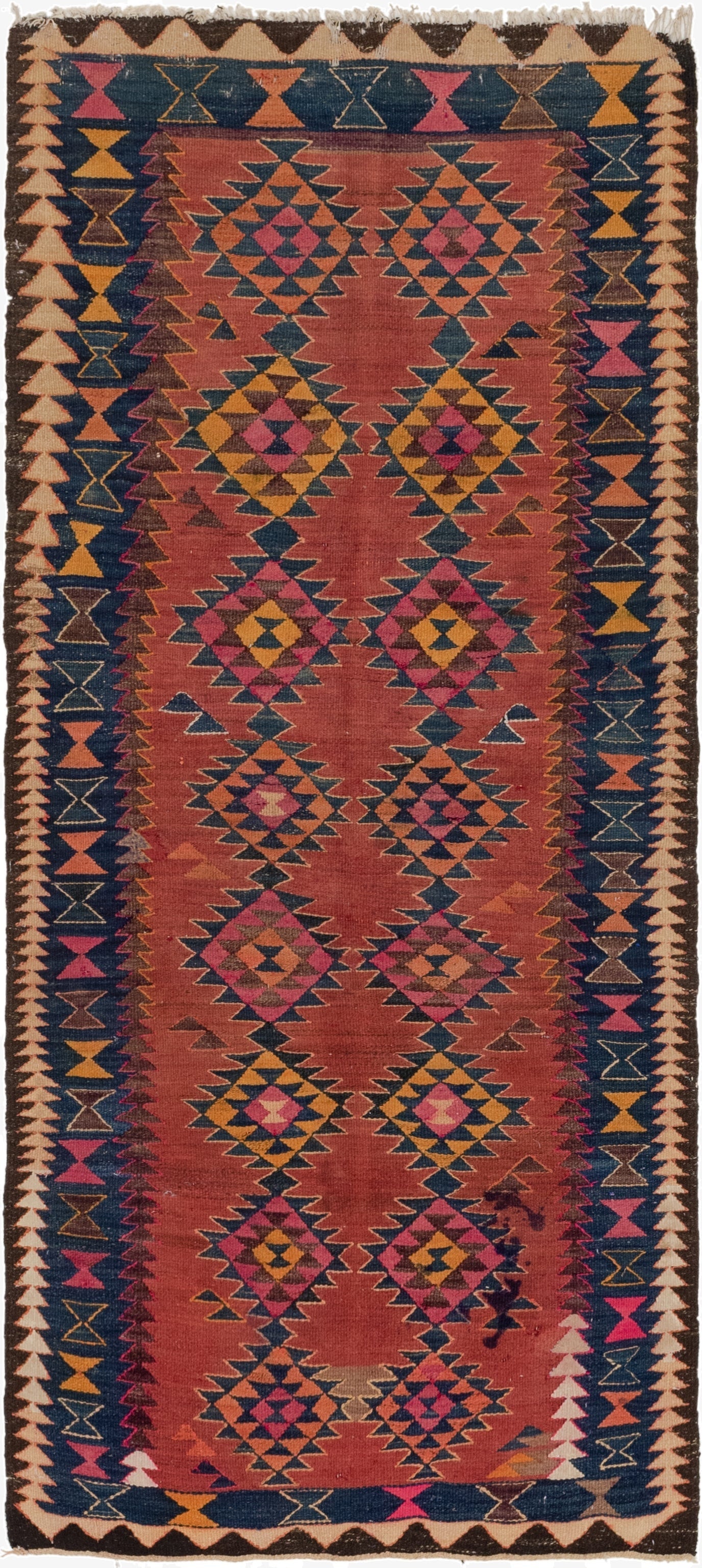 4' x 8' 9  Hand Woven Kilim Fars Wool Runner Rug