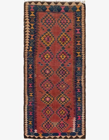 4' x 8' 9 Hand Woven Kilim Fars Wool Runner Rug