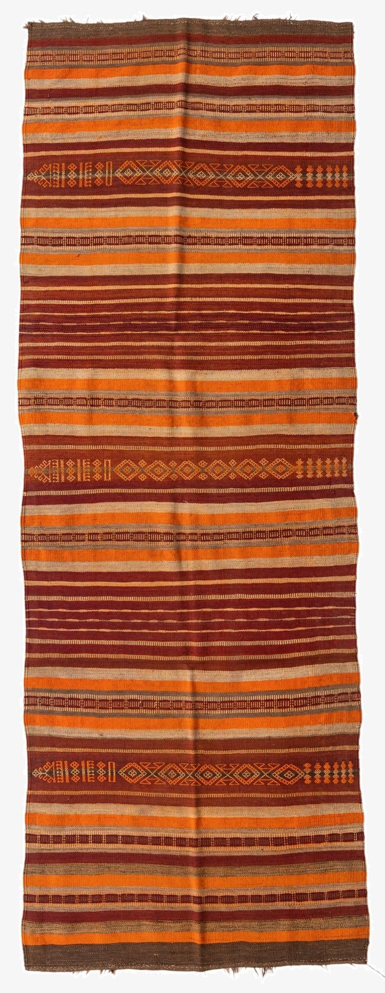 125cm x 345cm  Hand Woven Kilim Fars Wool Runner Rug