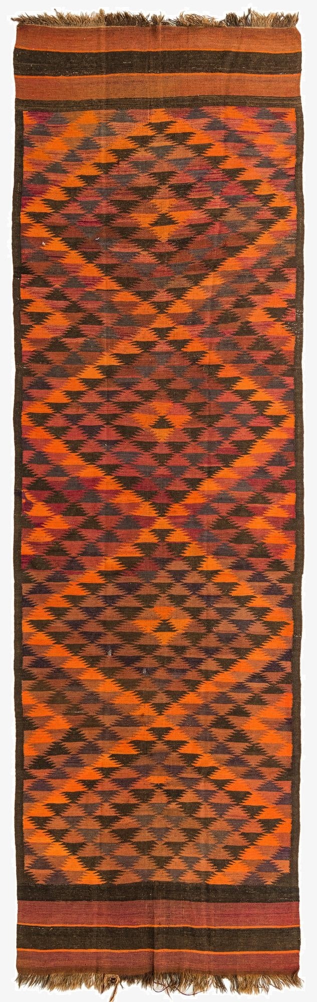 4' 5 x 14' 7  Hand Woven Kilim Fars Wool Runner Rug