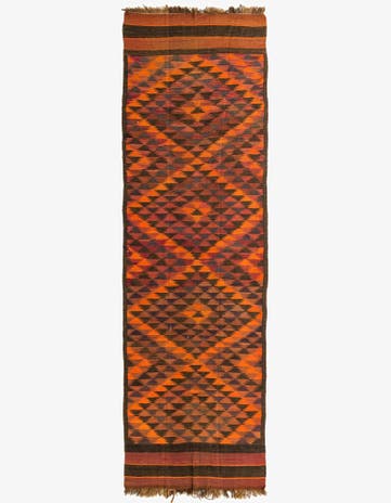 4' 5 x 14' 7 Hand Woven Kilim Fars Wool Runner Rug