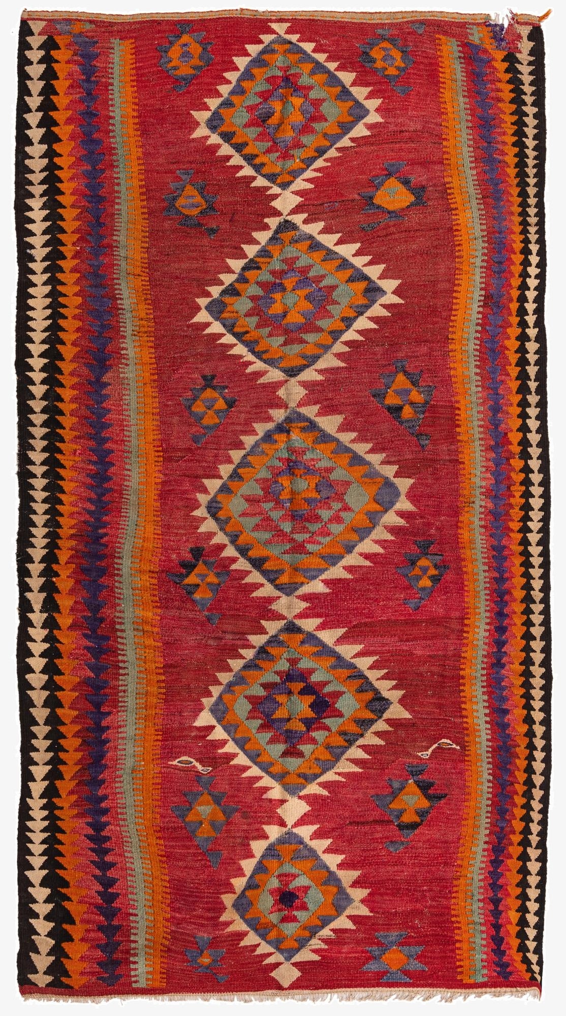 5' x 9' 6  Hand Woven Kilim Fars Wool Runner Rug