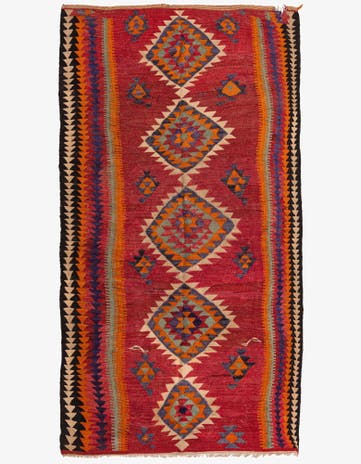 5' x 9' 6 Hand Woven Kilim Fars Wool Runner Rug