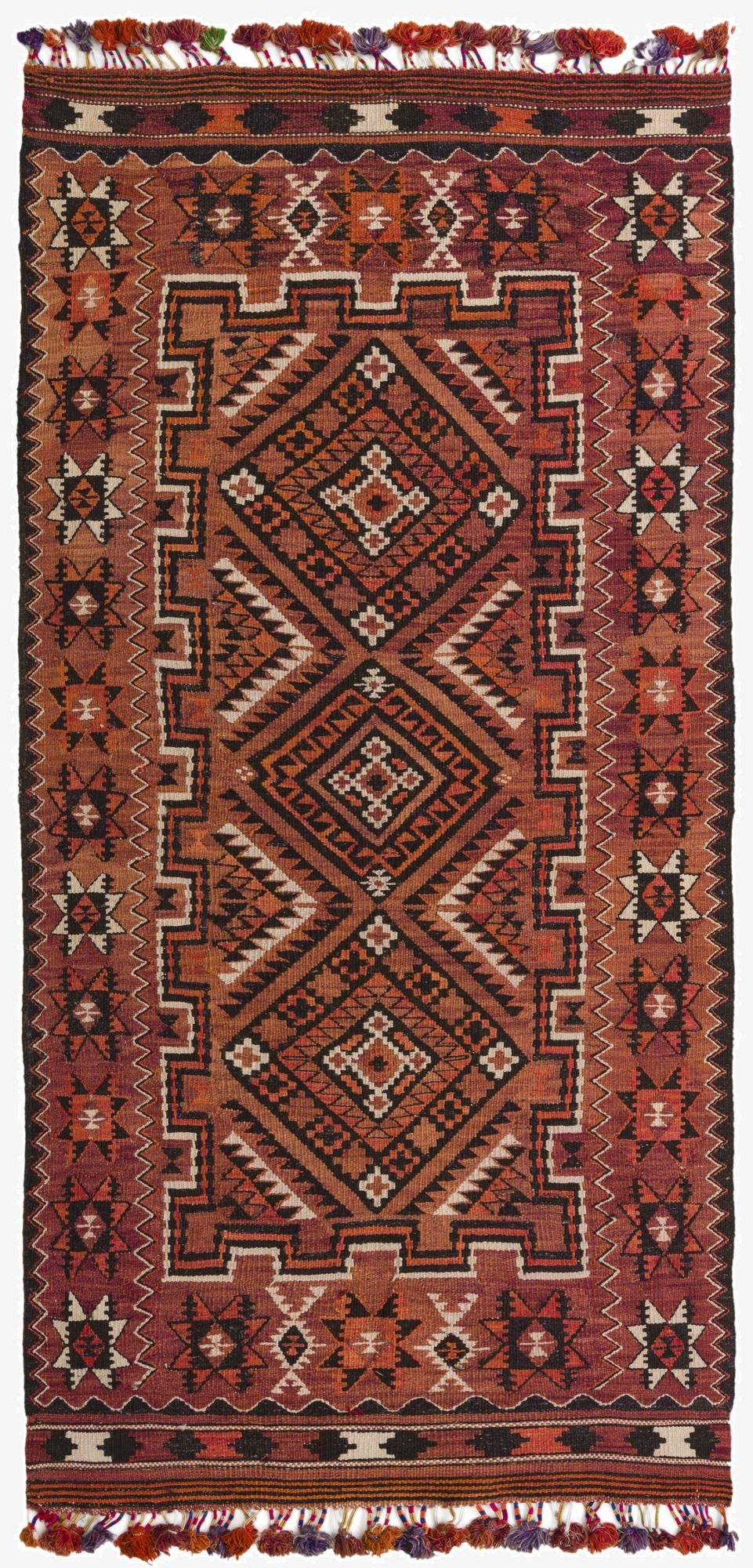 4' 9 x 10' 3  Hand Woven Kilim Fars Wool Runner Rug