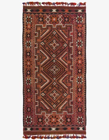 4' 9 x 10' 3 Hand Woven Kilim Fars Wool Runner Rug