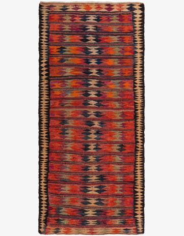 4' 4 x 9' 5 Hand Woven Kilim Fars Wool Runner Rug