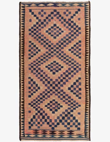 4' 2 x 8' Hand Woven Kilim Fars Wool Runner Rug
