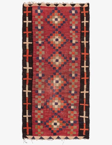4' 6 x 9' Hand Woven Kilim Fars Wool Runner Rug