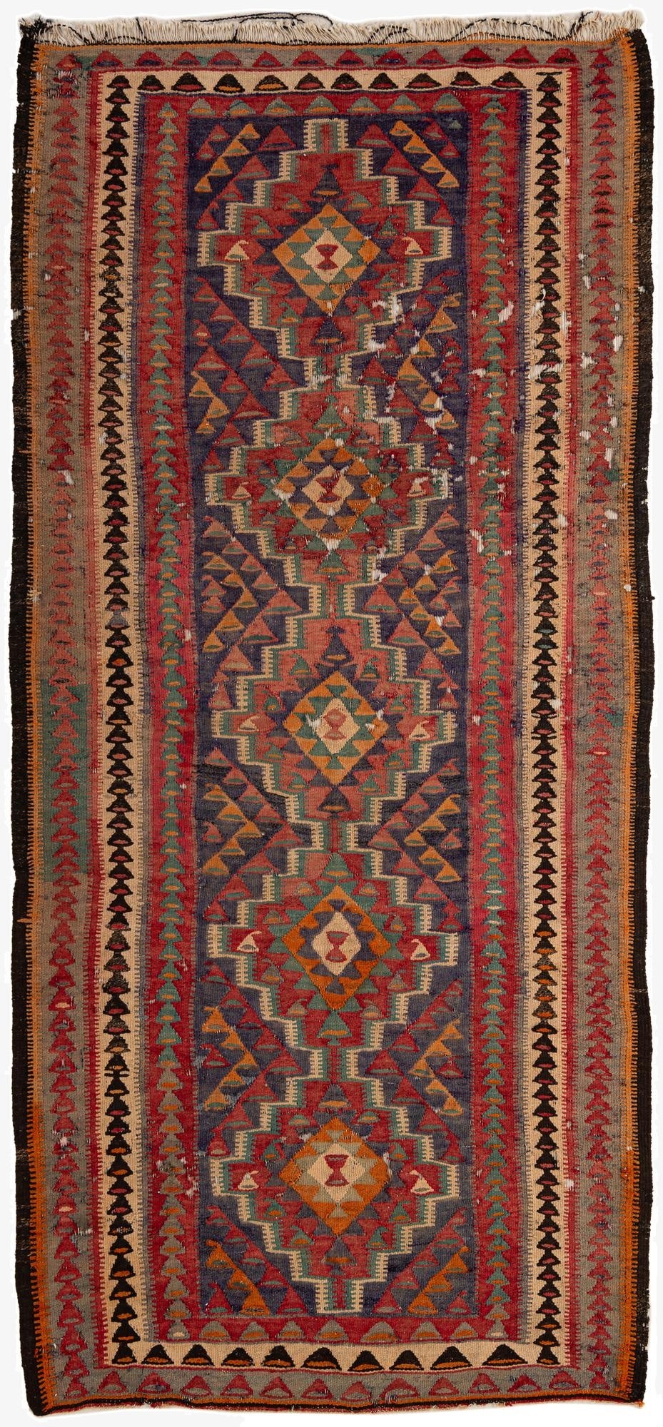 142cm x 305cm  Hand Woven Kilim Fars Wool Runner Rug