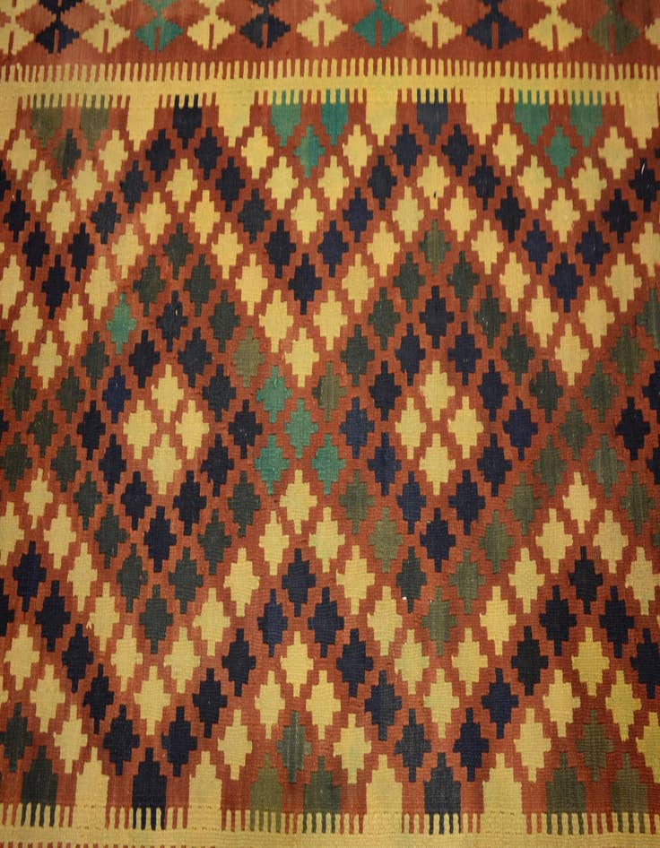 Detail image of 3' 4 x 6' 9 Hand Woven Kilim Maymana Wool Runner Rug