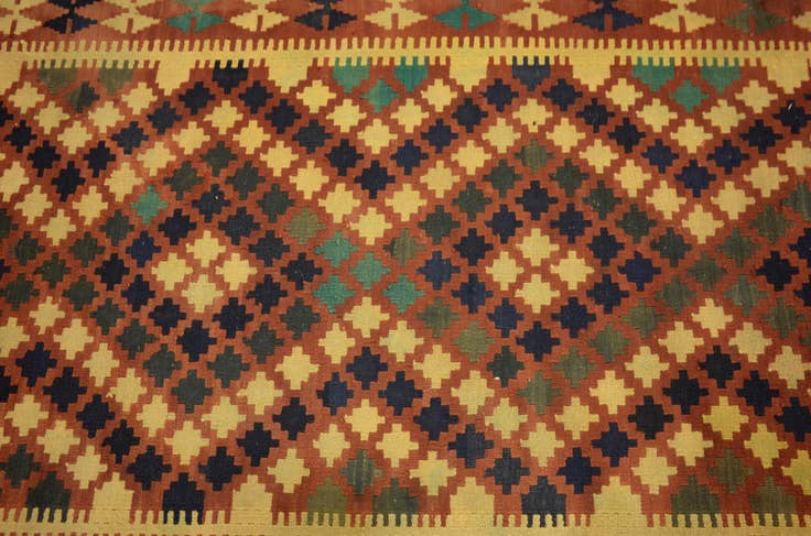 Detail image of 3' 4 x 6' 9 Hand Woven Kilim Maymana Wool Runner Rug