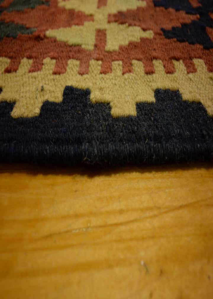 3' 4 x 6' 9 Hand Woven Kilim Maymana Wool Runner Rug