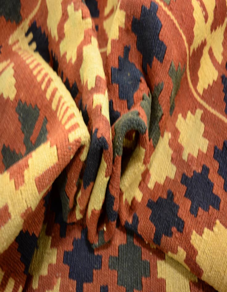 Detail image of 3' 4 x 6' 9  Hand Woven Kilim Maymana Wool Runner Rug