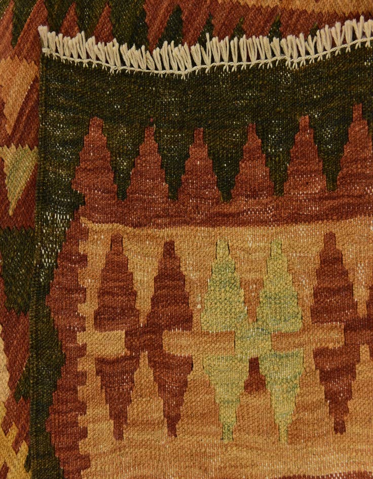 Detail image of 4' x 15' 3 Hand Woven Kilim Maymana Wool Runner Rug