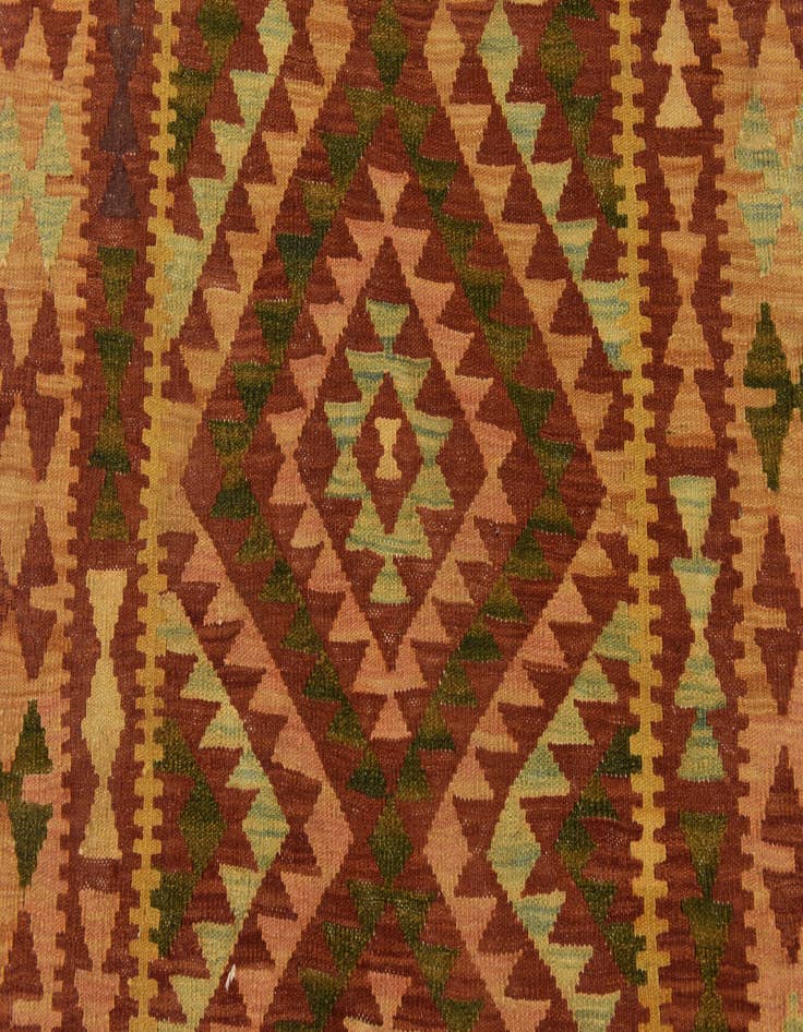 Detail image of 4' x 15' 3 Hand Woven Kilim Maymana Wool Runner Rug