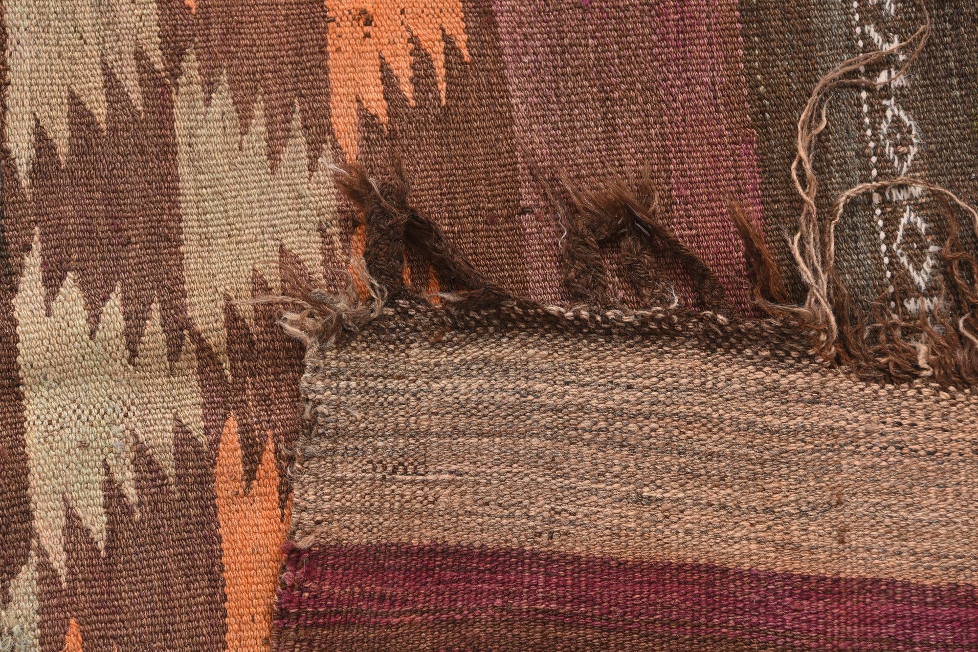 4' 2 x 11' 9 Hand Woven Kilim Maymana Wool Runner Rug