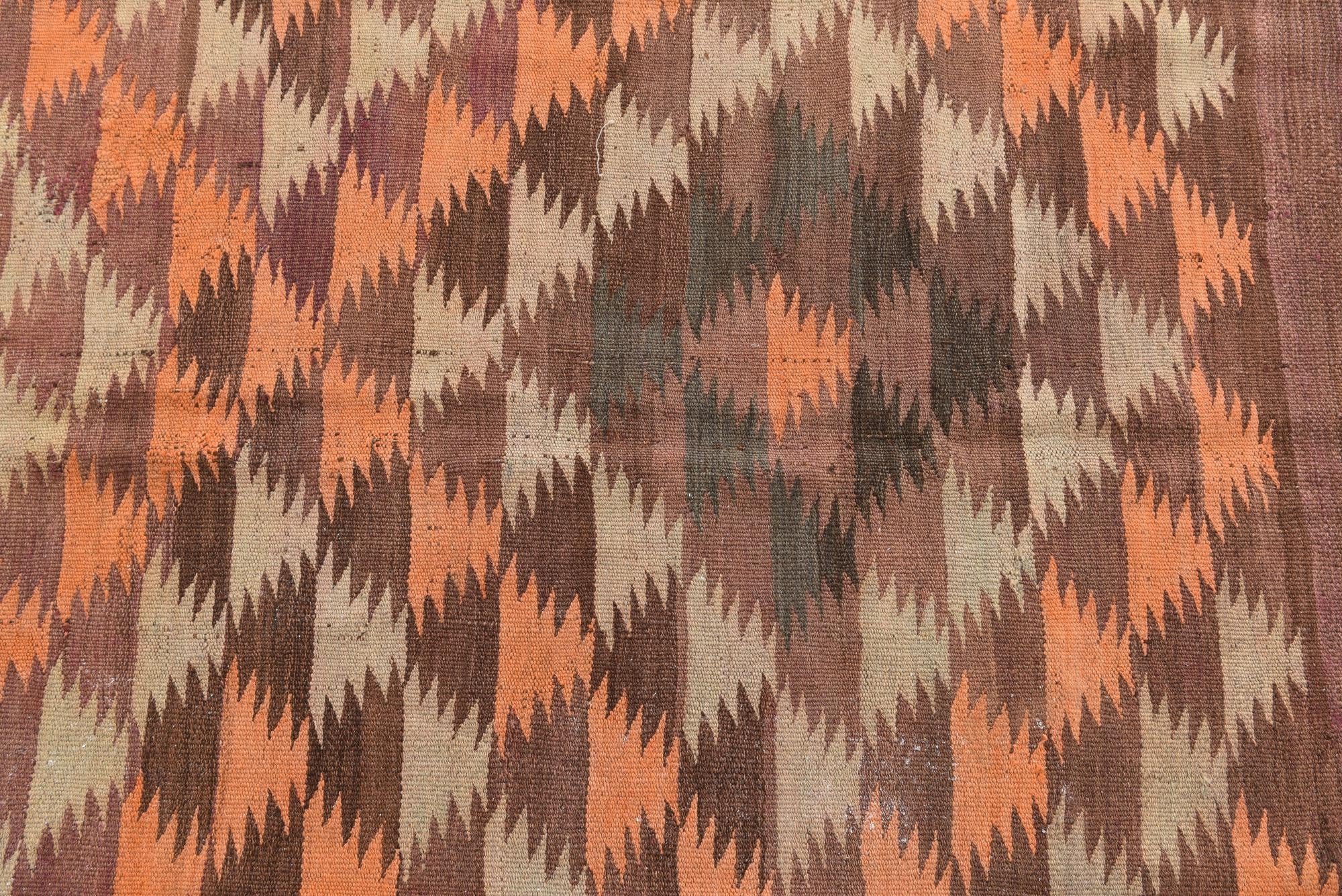 4' 2 x 11' 9 Hand Woven Kilim Maymana Wool Runner Rug