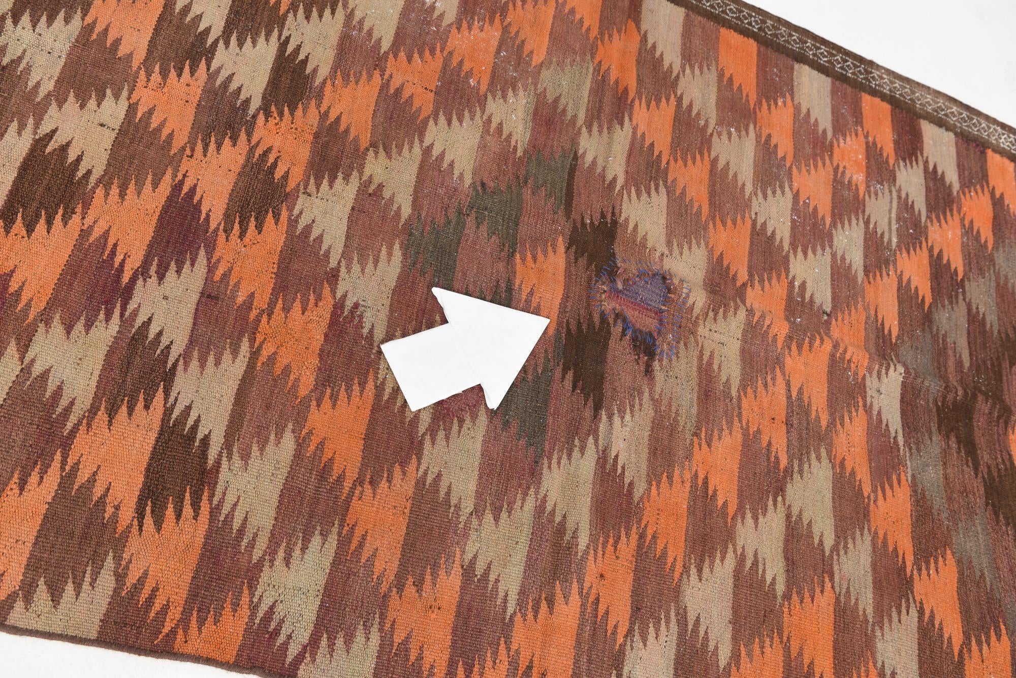 4' 2 x 11' 9 Hand Woven Kilim Maymana Wool Runner Rug