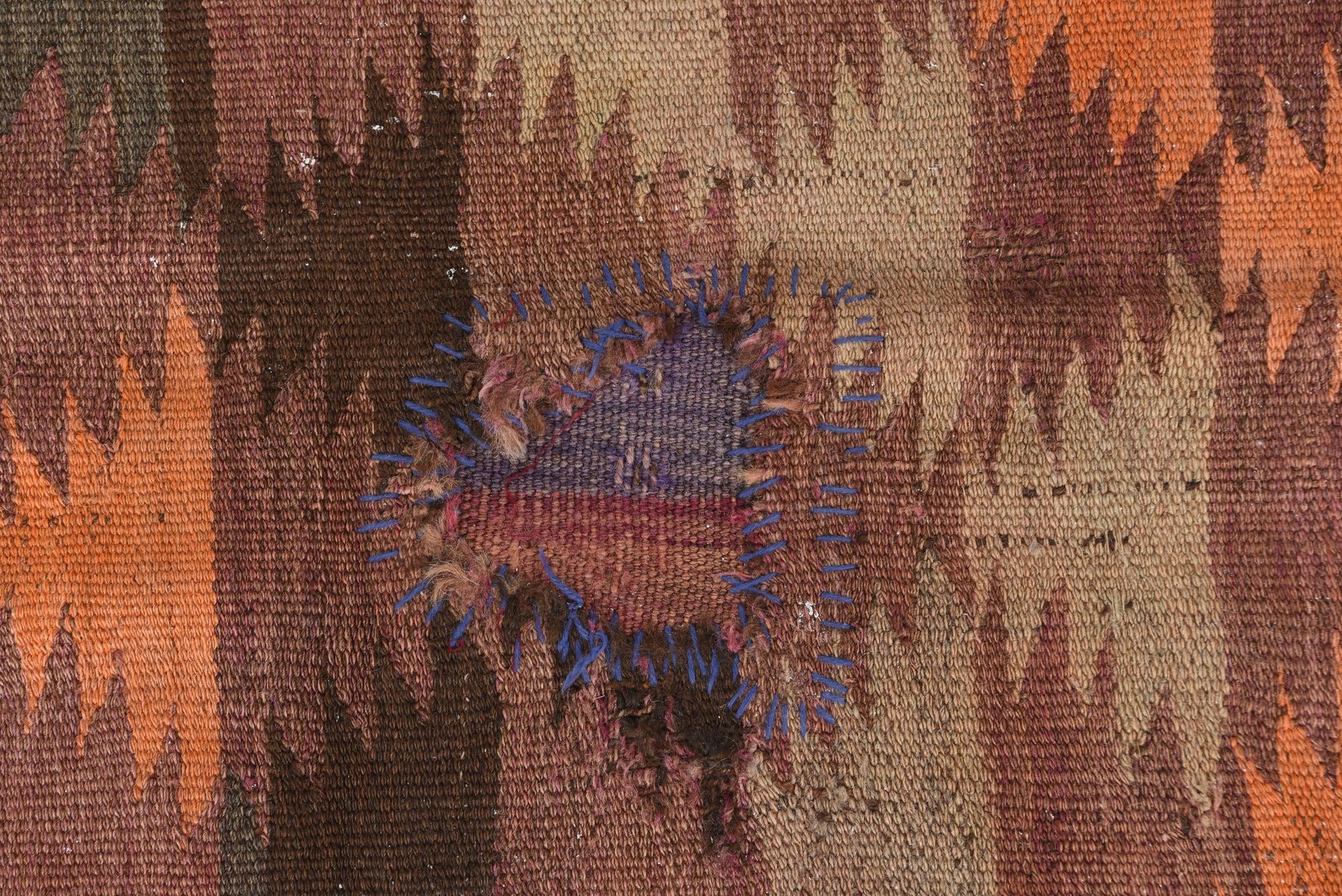 4' 2 x 11' 9 Hand Woven Kilim Maymana Wool Runner Rug
