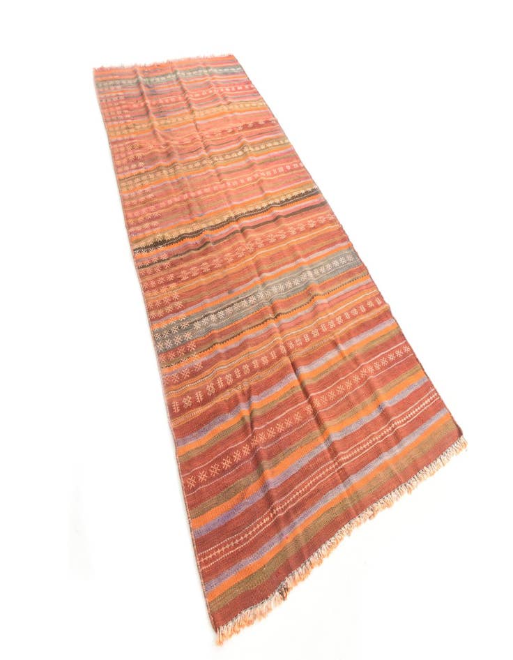 Detail image of 4' x 8' 8  Hand Woven Kilim Modern Wool Runner Rug