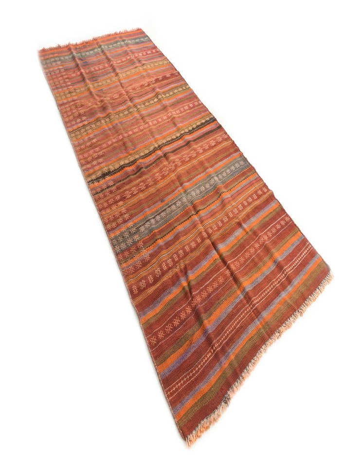 Detail image of 4' x 8' 8  Hand Woven Kilim Modern Wool Runner Rug