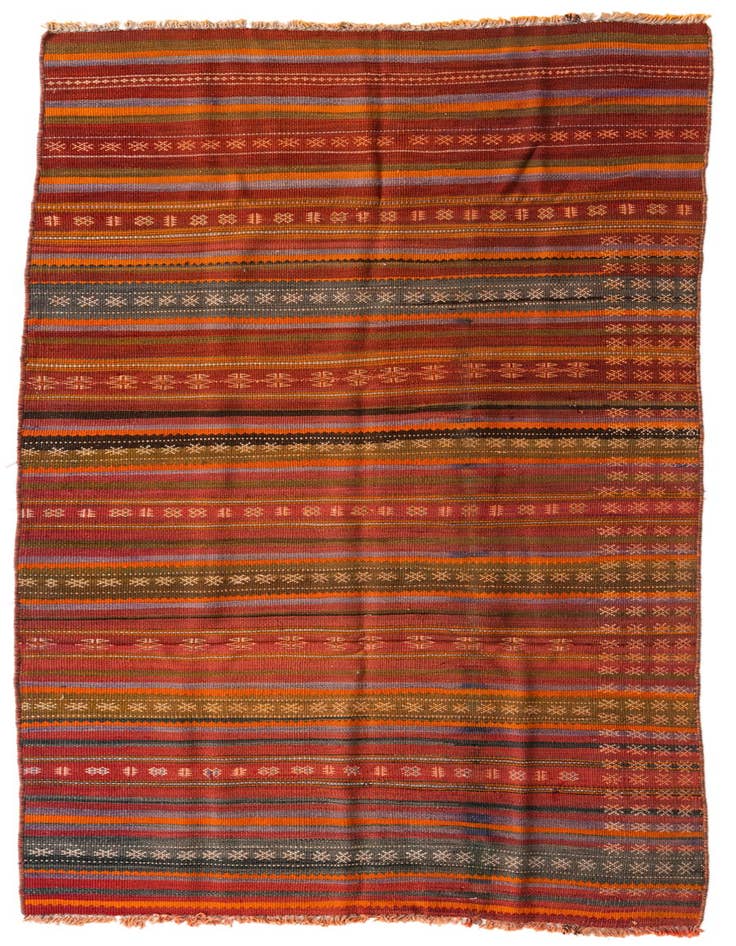 Detail image of 4' x 8' 8 Hand Woven Kilim Modern Wool Runner Rug