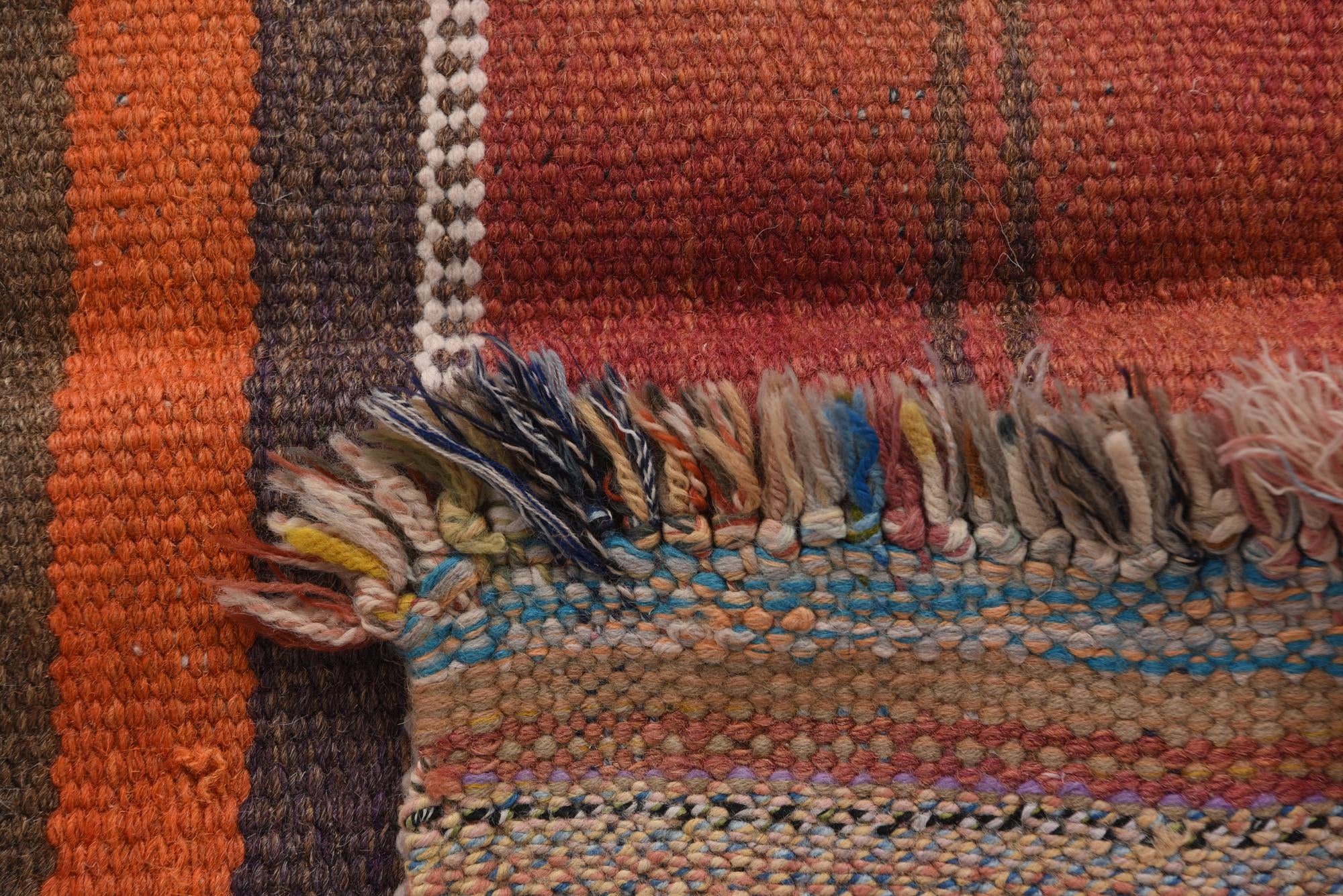 4' 1 x 12' 9 Hand Woven Kilim Modern Wool Runner Rug