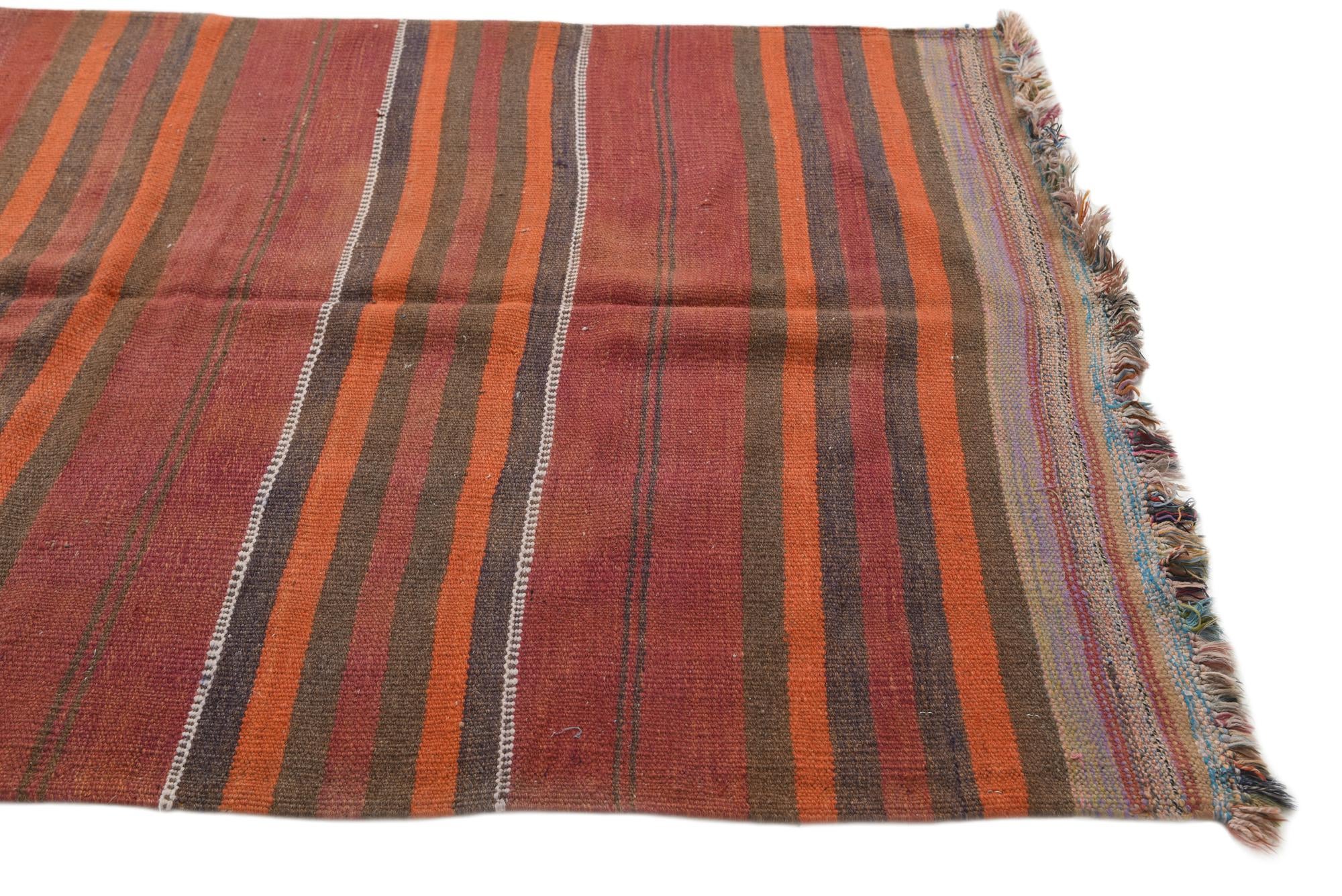 4' 1 x 12' 9 Hand Woven Kilim Modern Wool Runner Rug