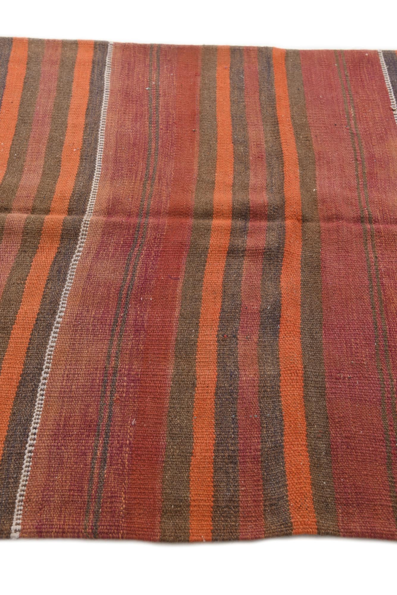 4' 1 x 12' 9 Hand Woven Kilim Modern Wool Runner Rug