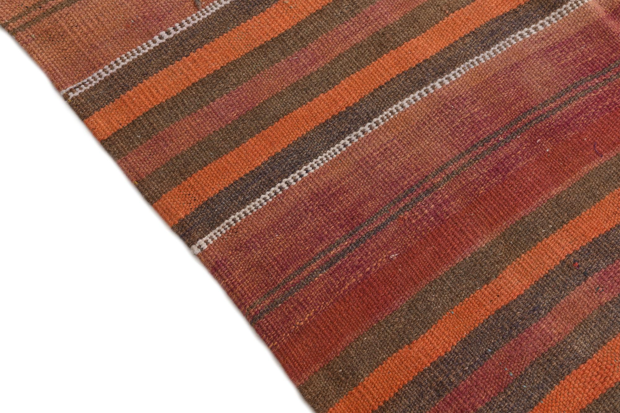 4' 1 x 12' 9 Hand Woven Kilim Modern Wool Runner Rug