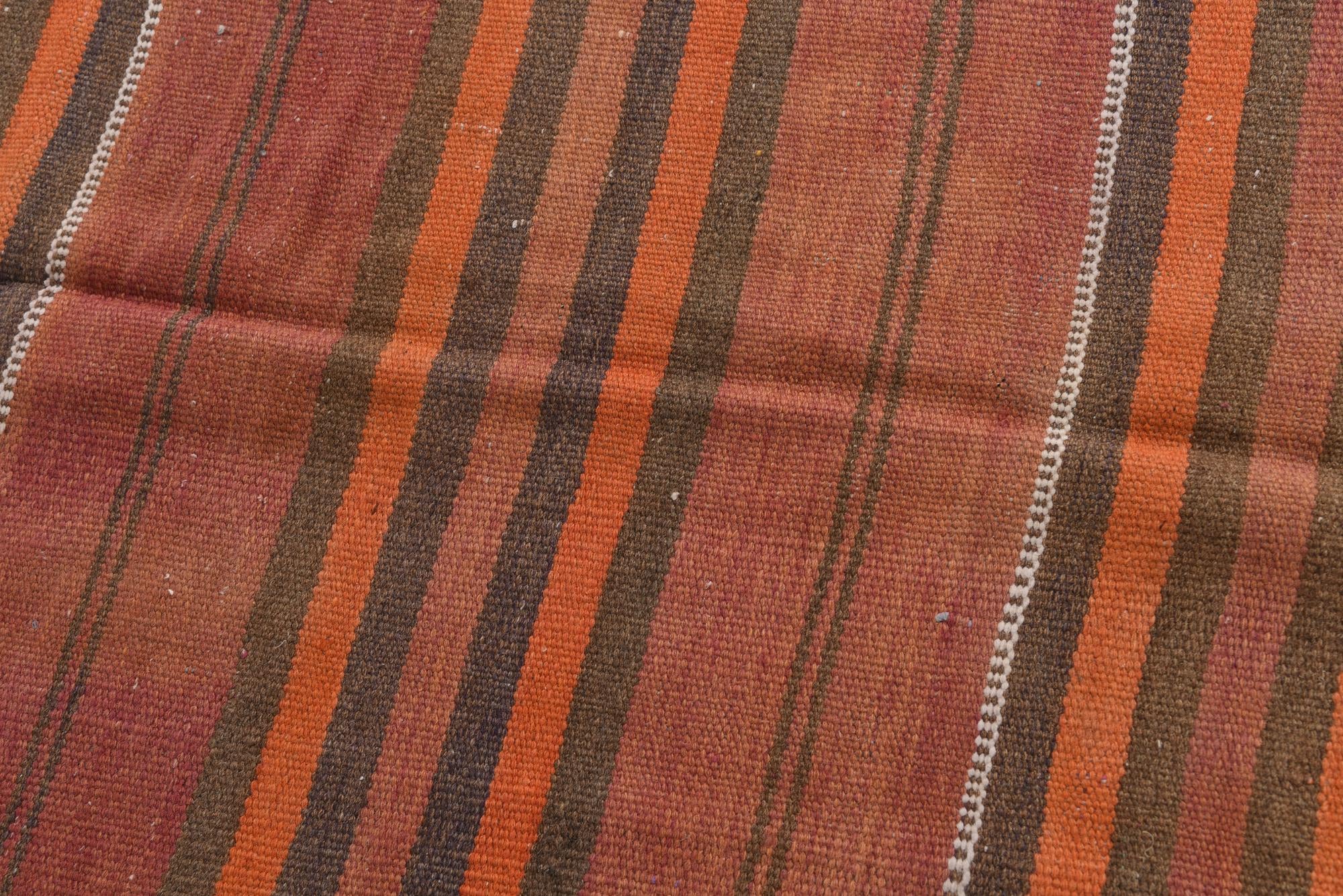 4' 1 x 12' 9 Hand Woven Kilim Modern Wool Runner Rug