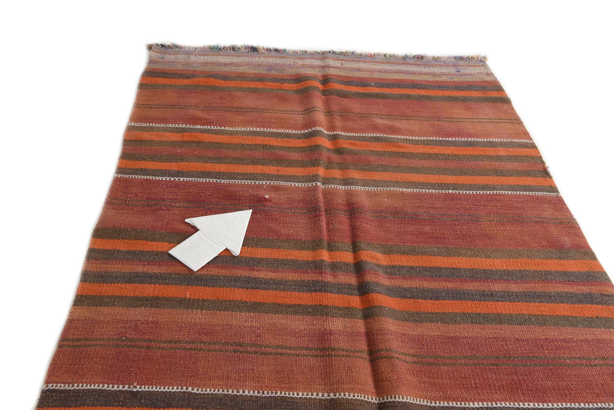 4' 1 x 12' 9 Hand Woven Kilim Modern Wool Runner Rug