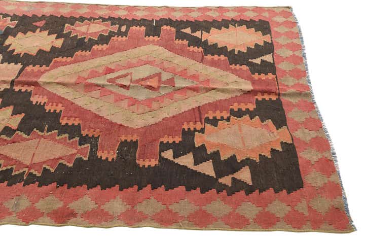 4' 4 x 12' 2 Hand Woven Kilim Modern Wool Runner Rug