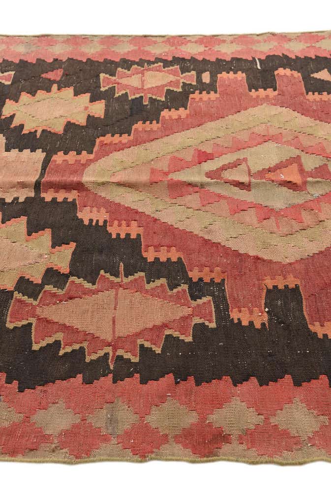 4' 4 x 12' 2 Hand Woven Kilim Modern Wool Runner Rug