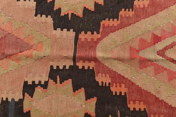4' 4 x 12' 2 Hand Woven Kilim Modern Wool Runner Rug